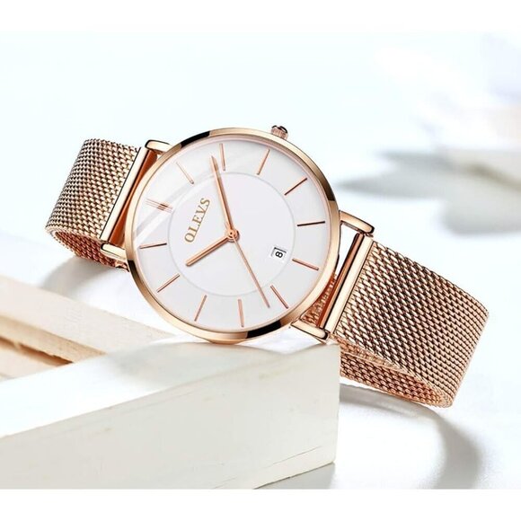 ?Women Gold Luxury Dress Slim Thin Lightweight Watch Stainless